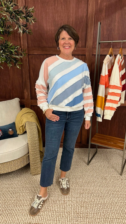 Agnes Colorblock Textured Pullover