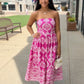 Lola Abstract Dress - Magenta