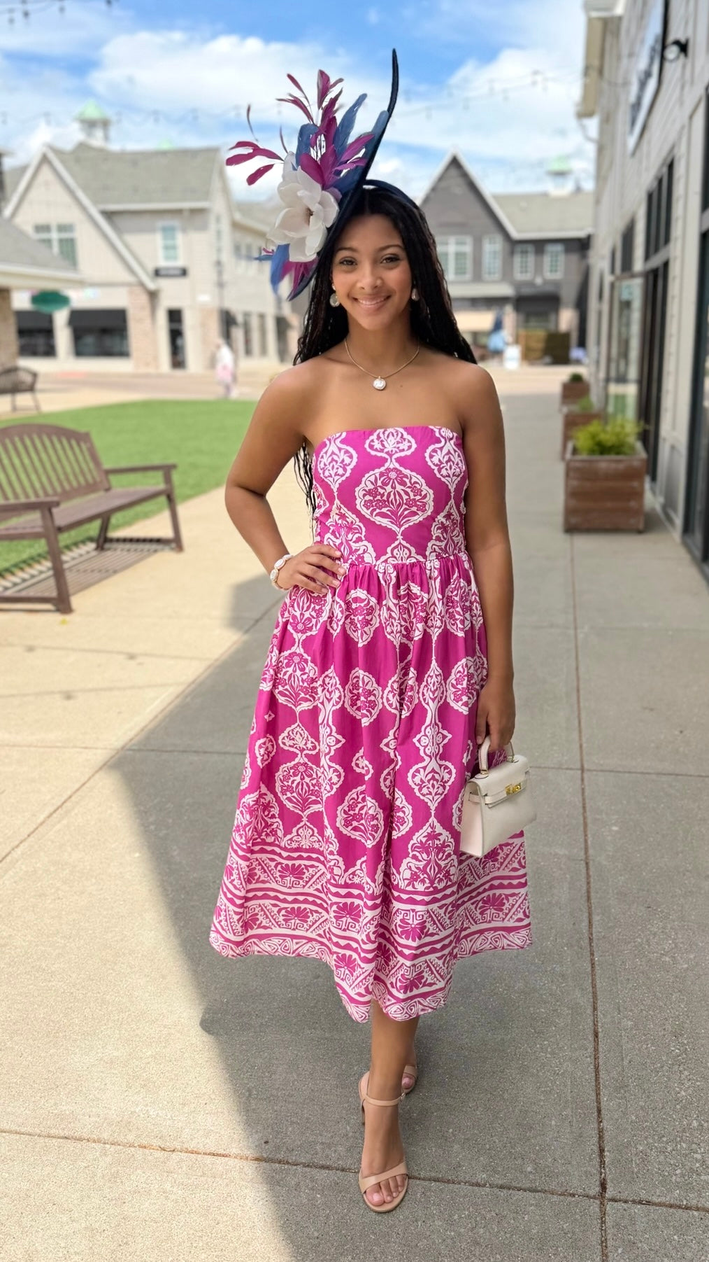 Lola Abstract Dress - Magenta