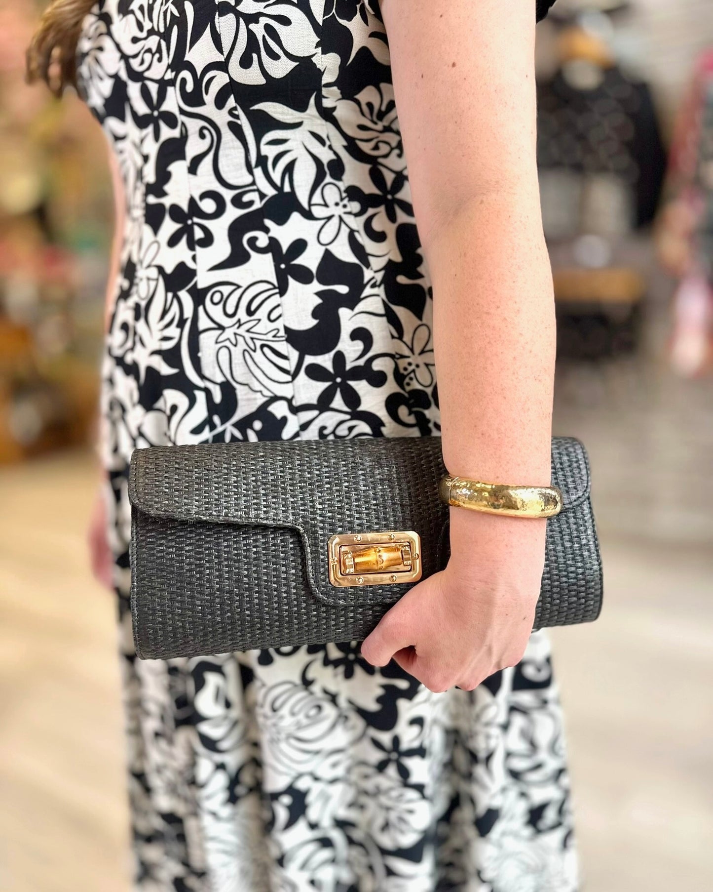 Bamboo Clutch Bag - Black