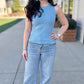 Another Love Cleo Micro-Ribbed Tank - Dusty Blue