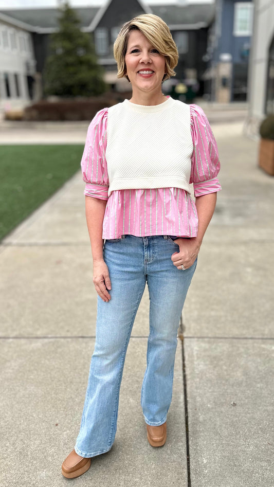 Prep In Your Step Layered Top - Pink