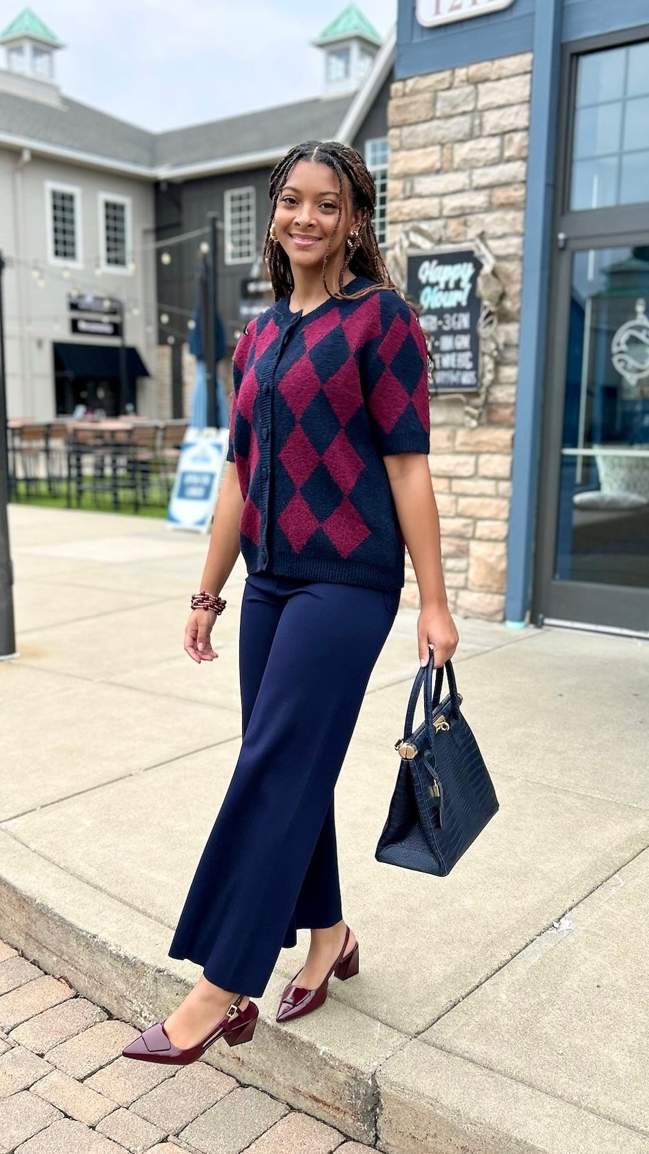 Erin High Waist Wide Leg Ponte Pant - Navy