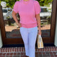 Genevieve Crochet Sweater - Bubble Gum