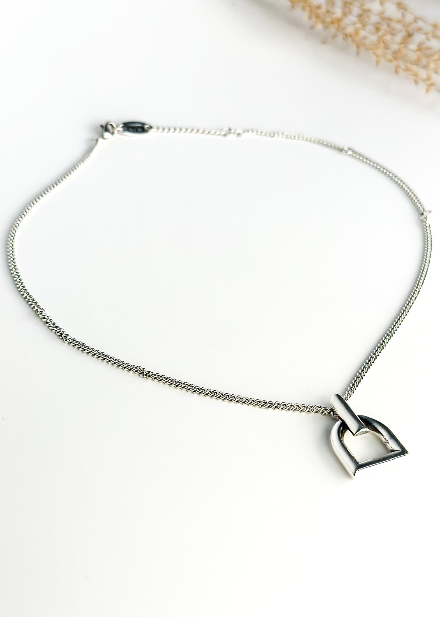 CXC White Gold Plated Horse Bit Chain Necklace