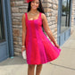 Madison Color Block Mini Dress - Red/Magenta