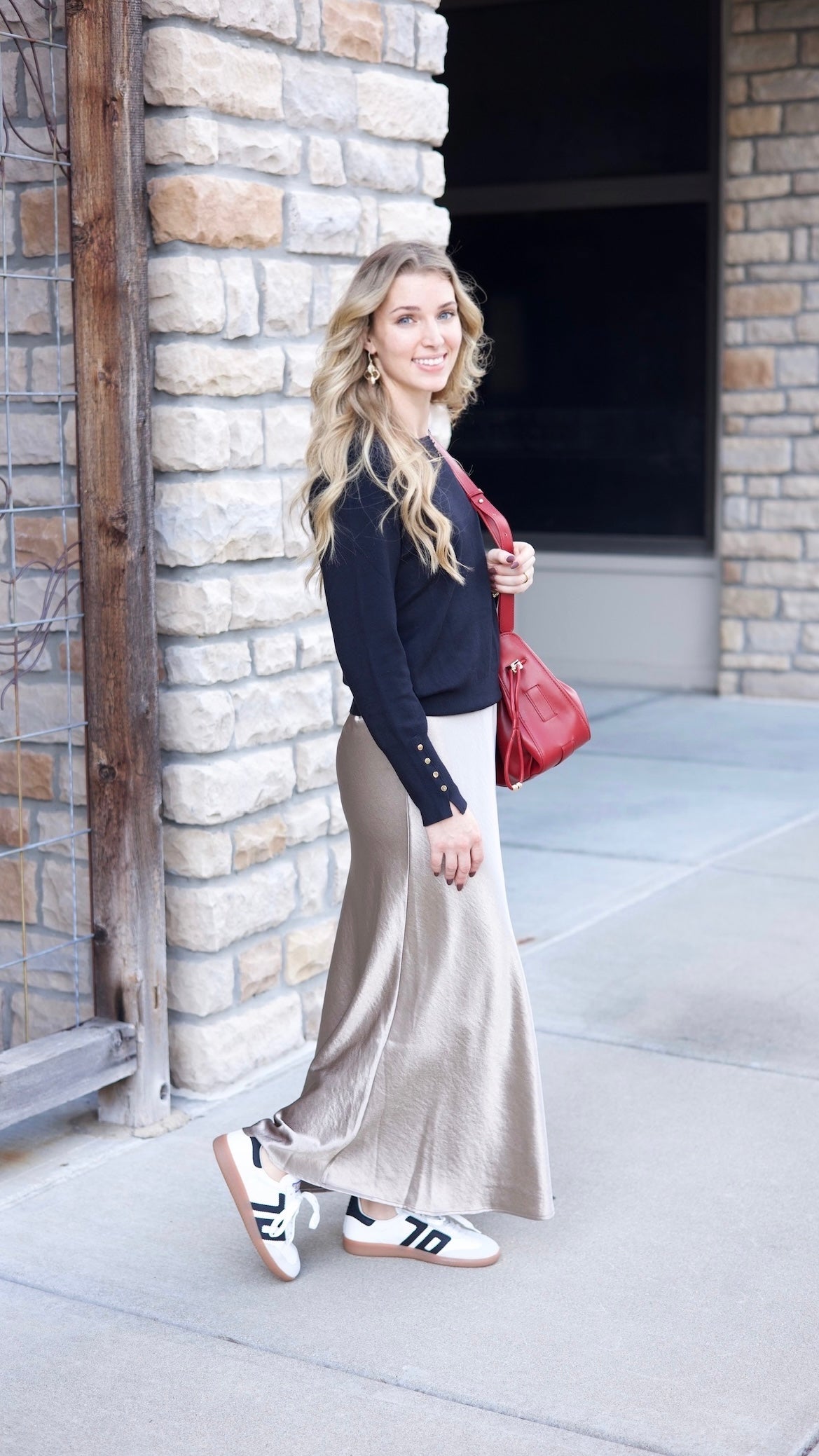 Sierra Satin Long Skirt - Gold