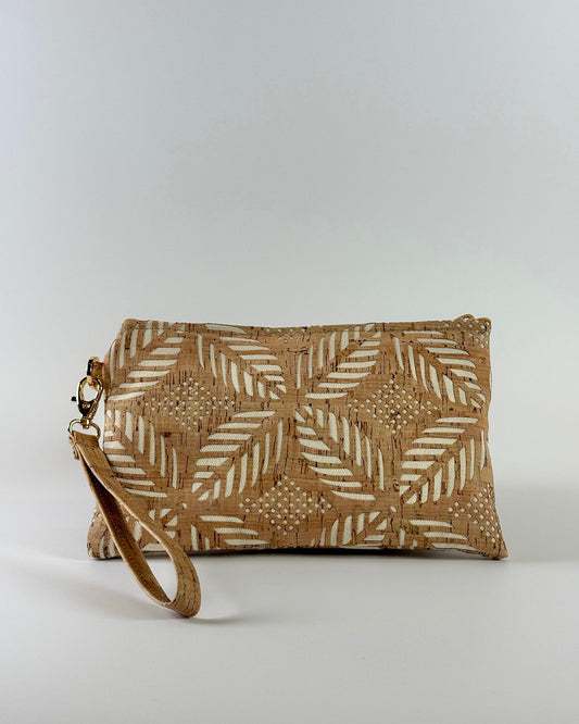 Cream Palm Die Cut Cork Wristlet