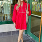 Emma Embroidered Dress - Red