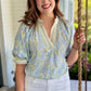 Brinley Blossoms Top - Sky Blue