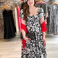 Theresa  Print Midi Dress - Black/White