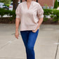 Carolina Khaki Puff Sleeve Top