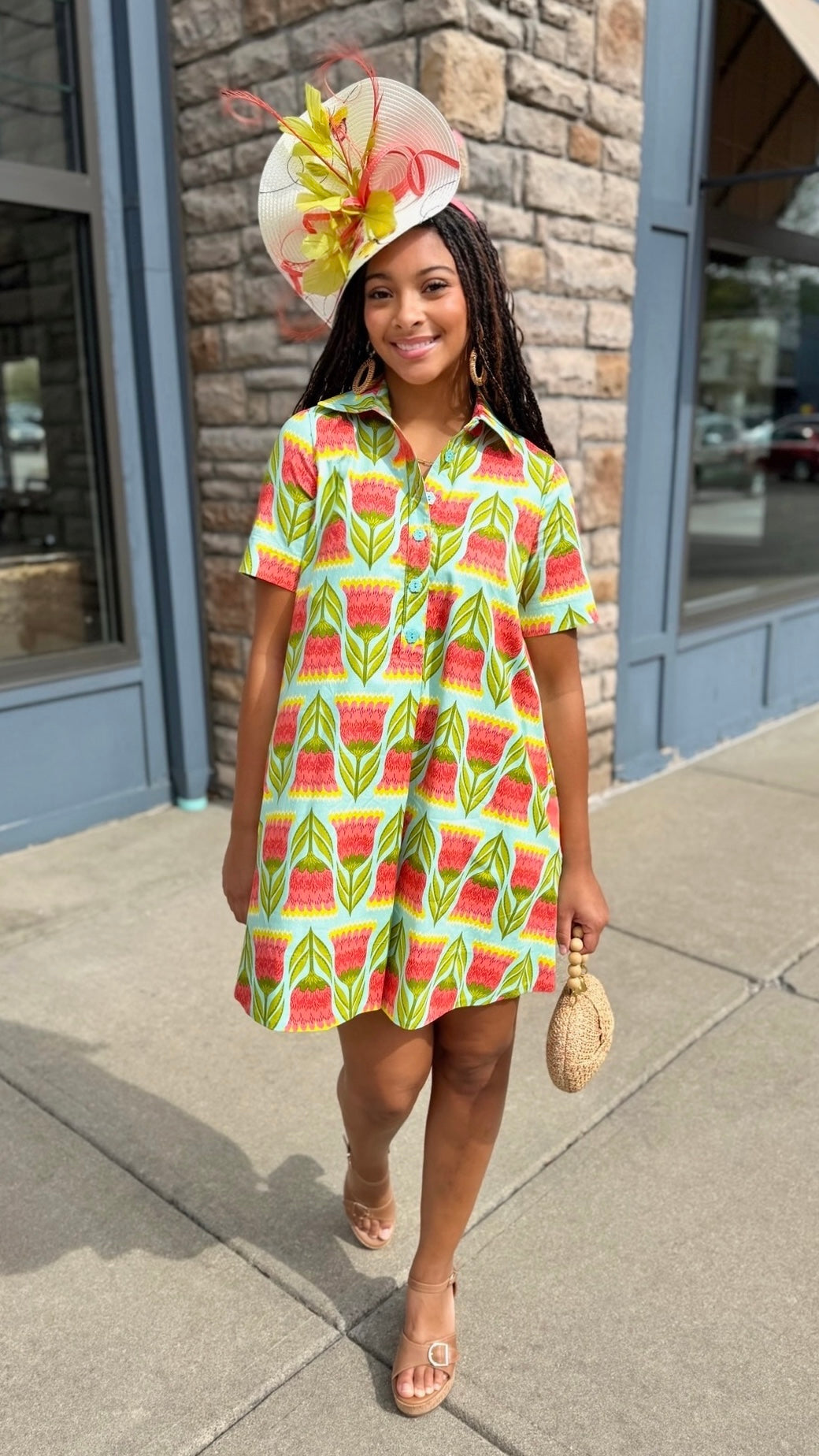 Uncle Frank Swing Shirt Dress - Aqua