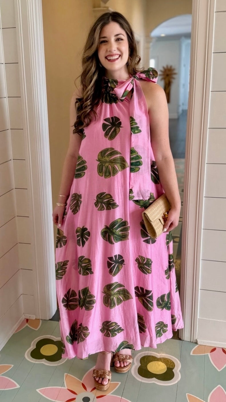 Fallon Palm Dress - Pink