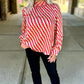 Wonderfully Wavy Tie Back Blouse - Red