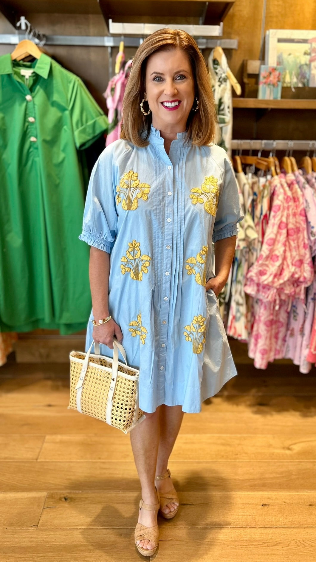 Uncle Frank Embroidery Dress - Blue