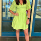 Lime Butterfly Sleeve Dress