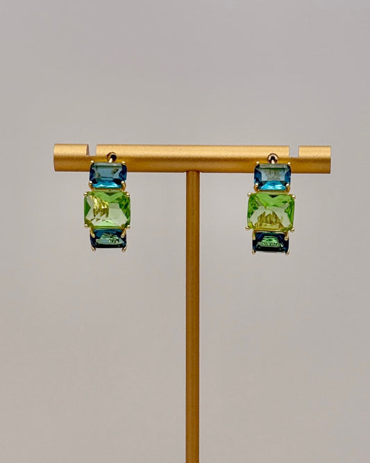 Zenzii Blue/Green Crystal Hoop Earrings