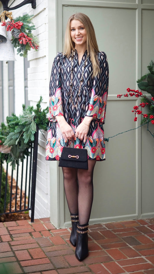 Frances Floral Dress - Black