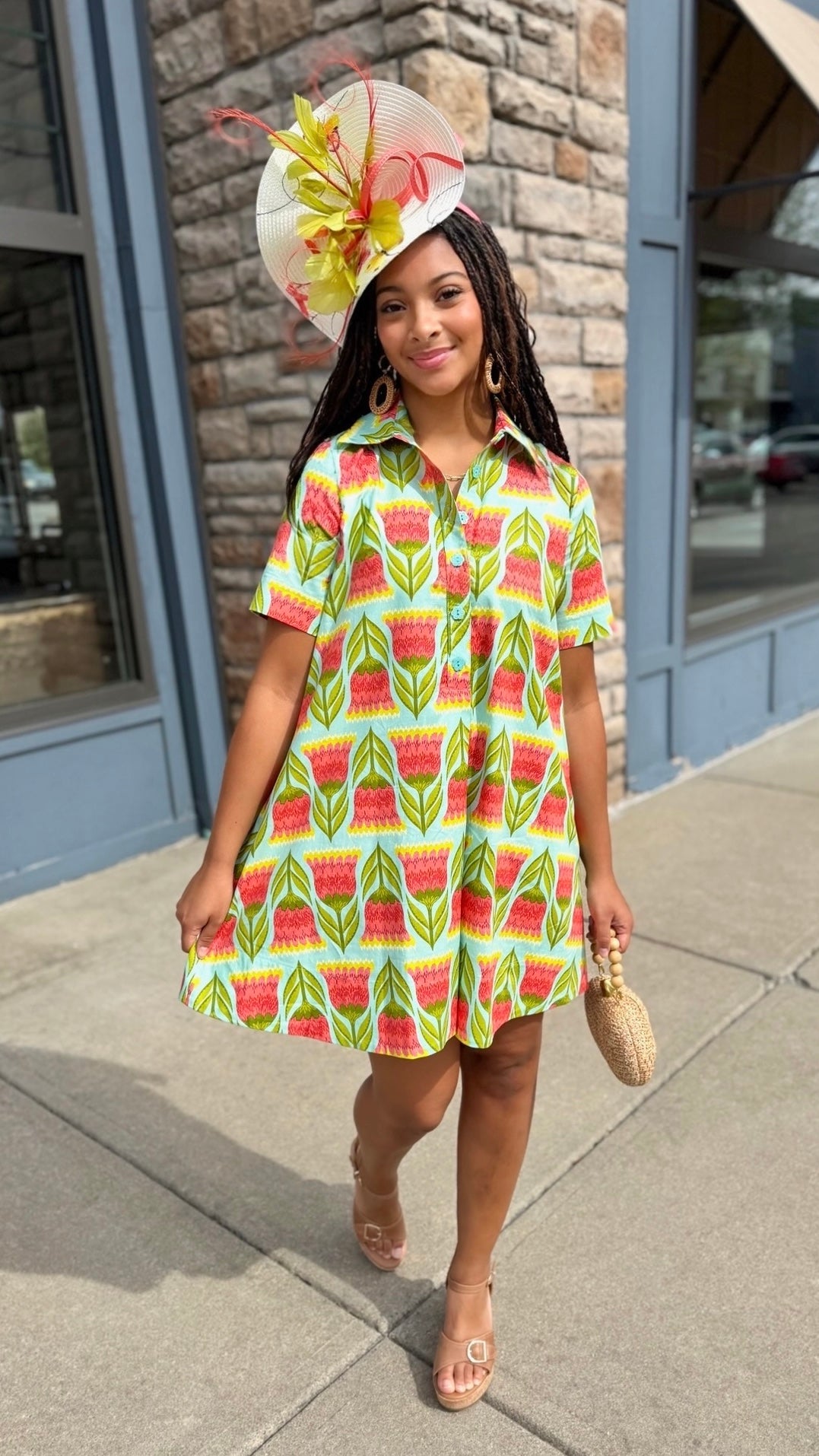 Uncle Frank Swing Shirt Dress - Aqua
