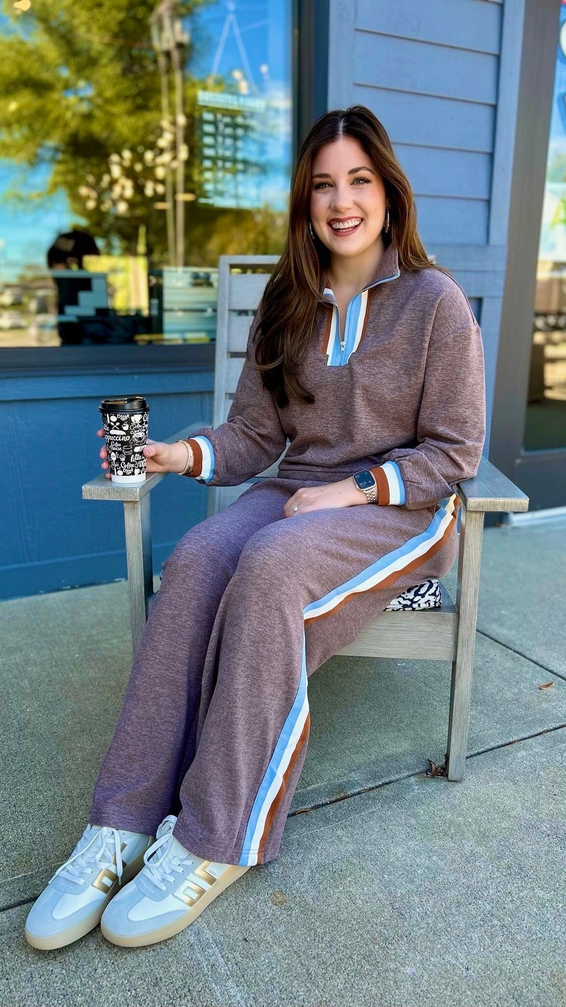 Aaliyah Leisure Quarter Zip - Heather Brown