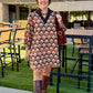 Black & Tan Print Dress