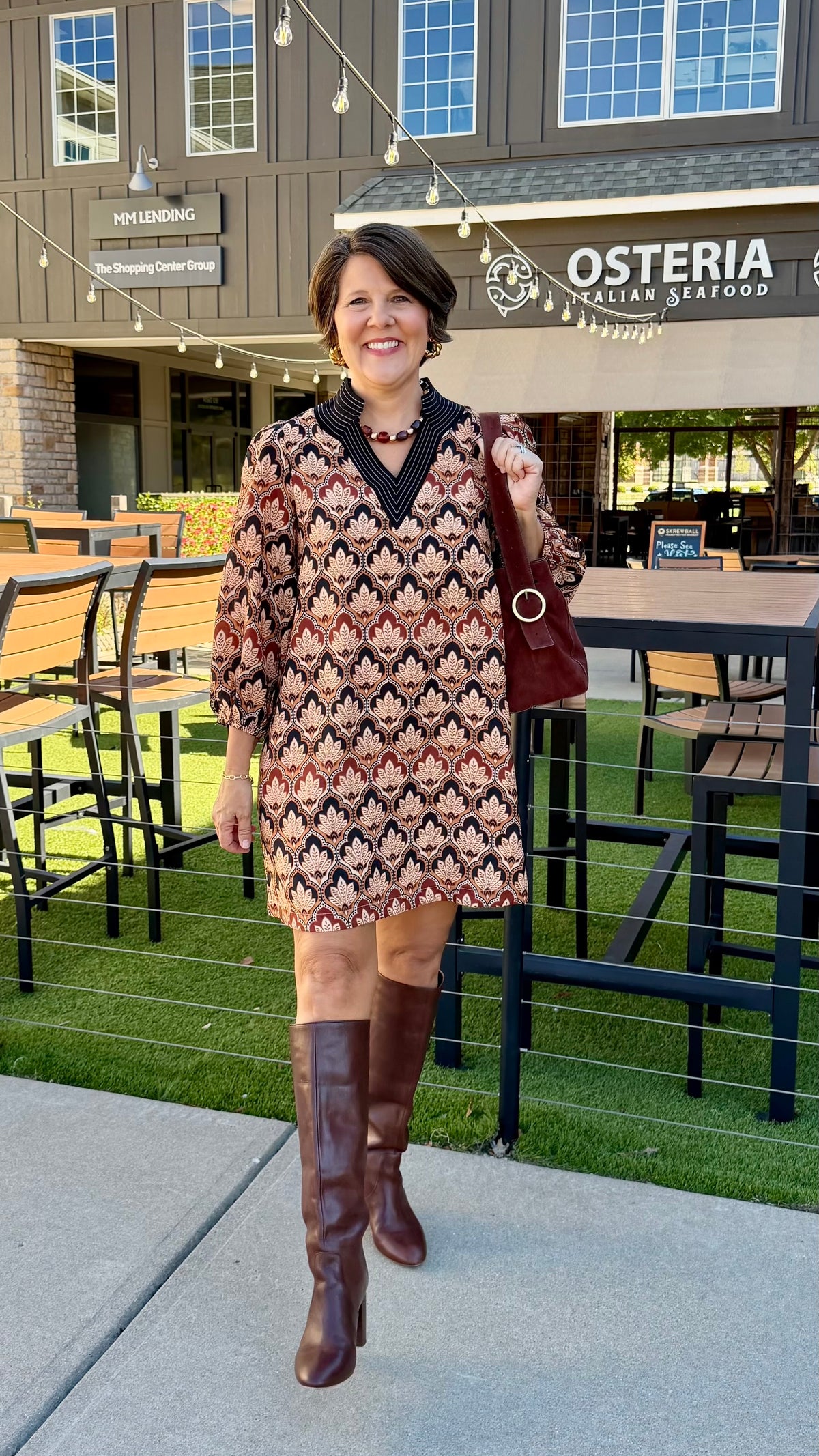 Black & Tan Print Dress