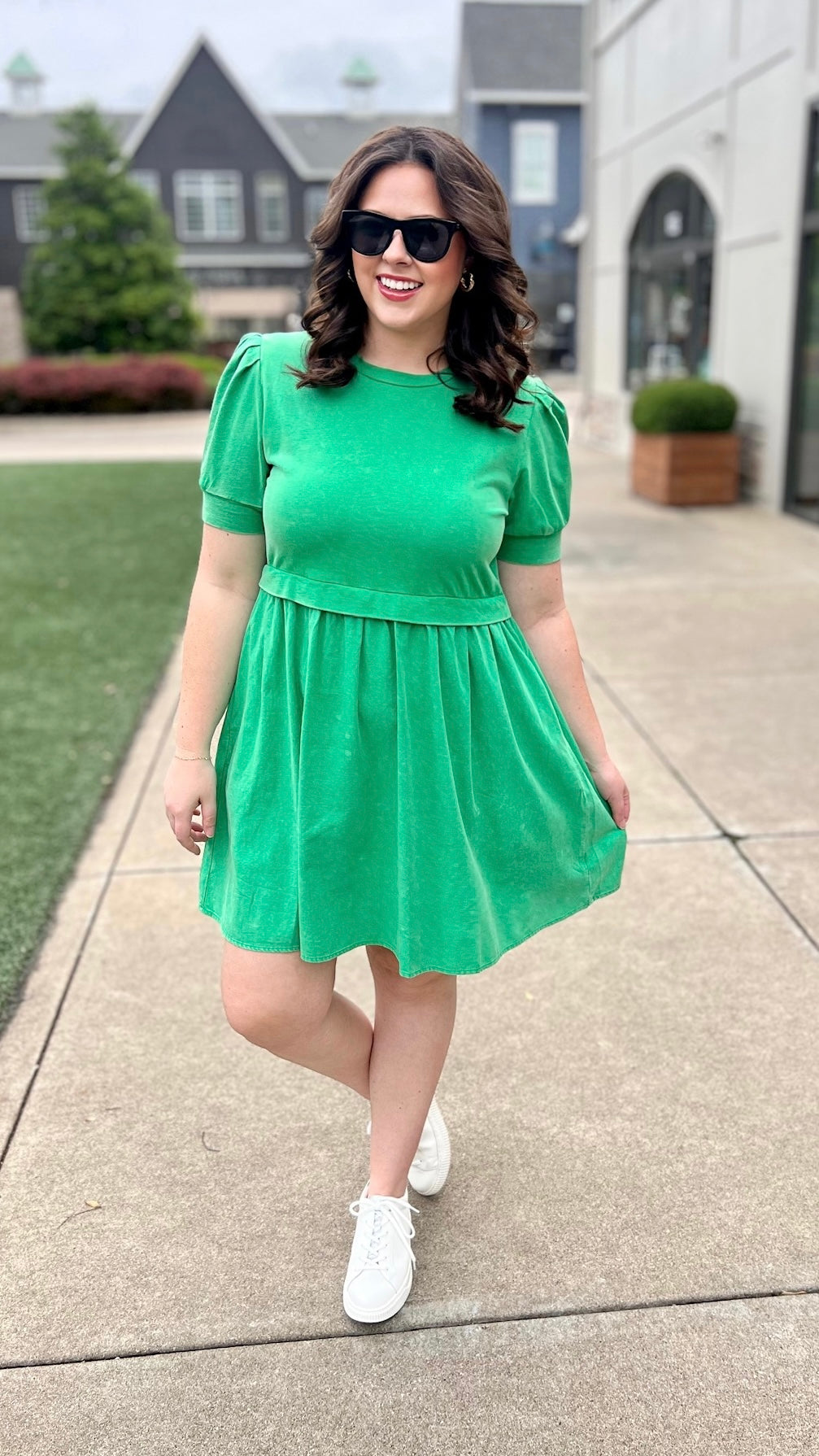 Bubbly Babydoll Tiered Dress - Green