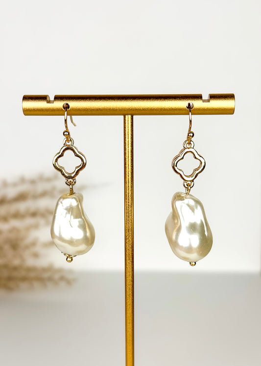 Clover & Pearl Drop Earrings