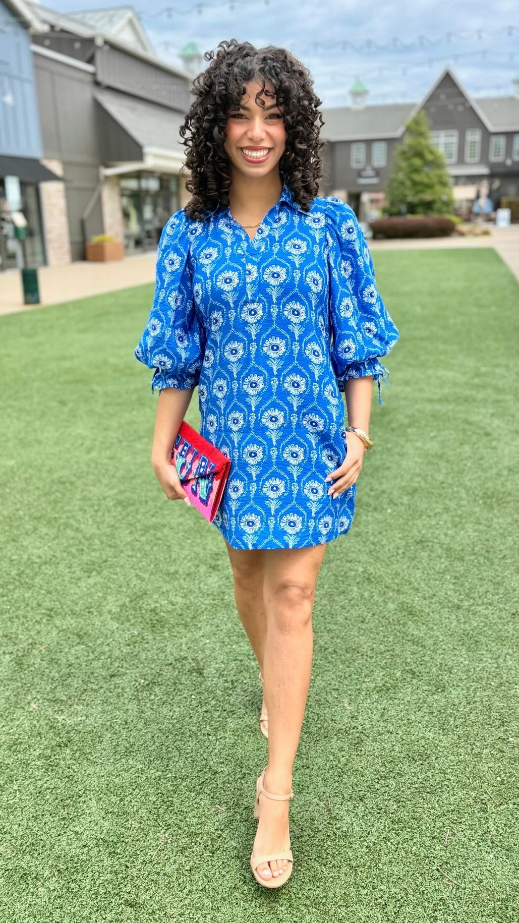 Emmy Floral Dress - Cobalt