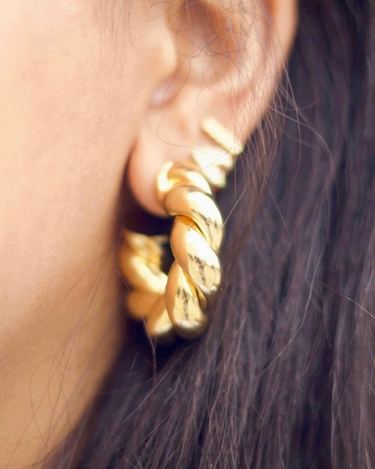 Coiled Gold Hoop Earrings