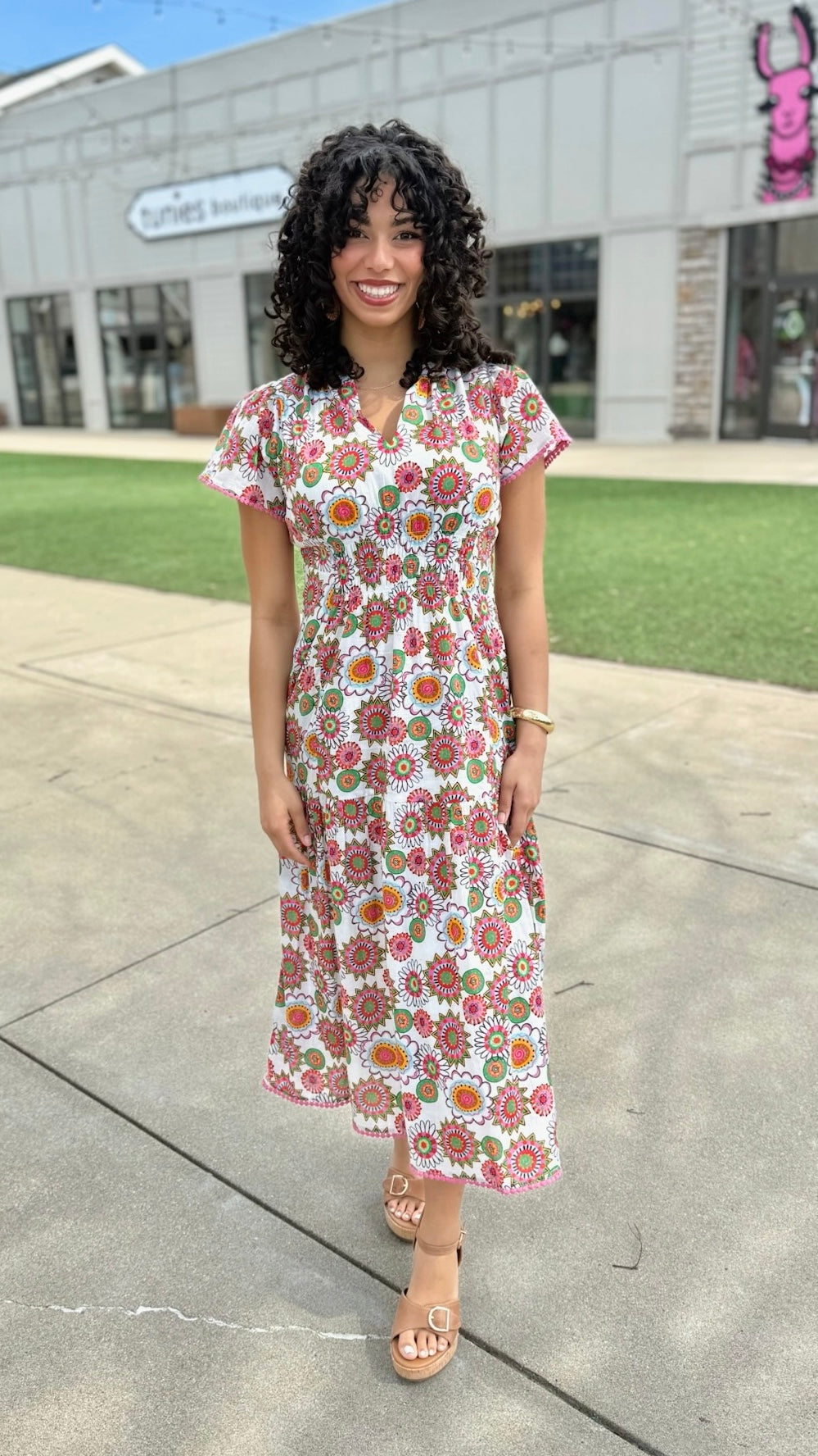 Uncle Frank Shirred Front Dress - Multi