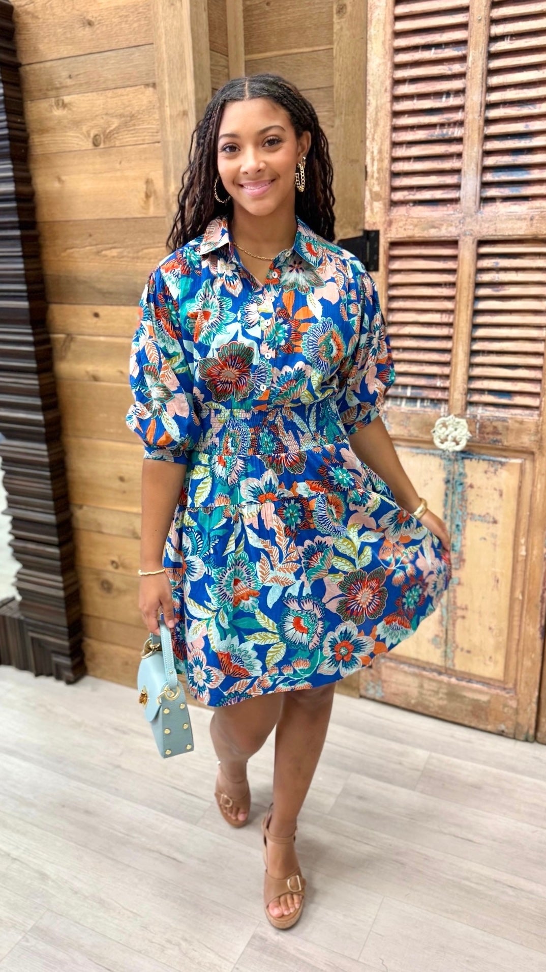 Uncle Frank Pintucked Dress - Blue