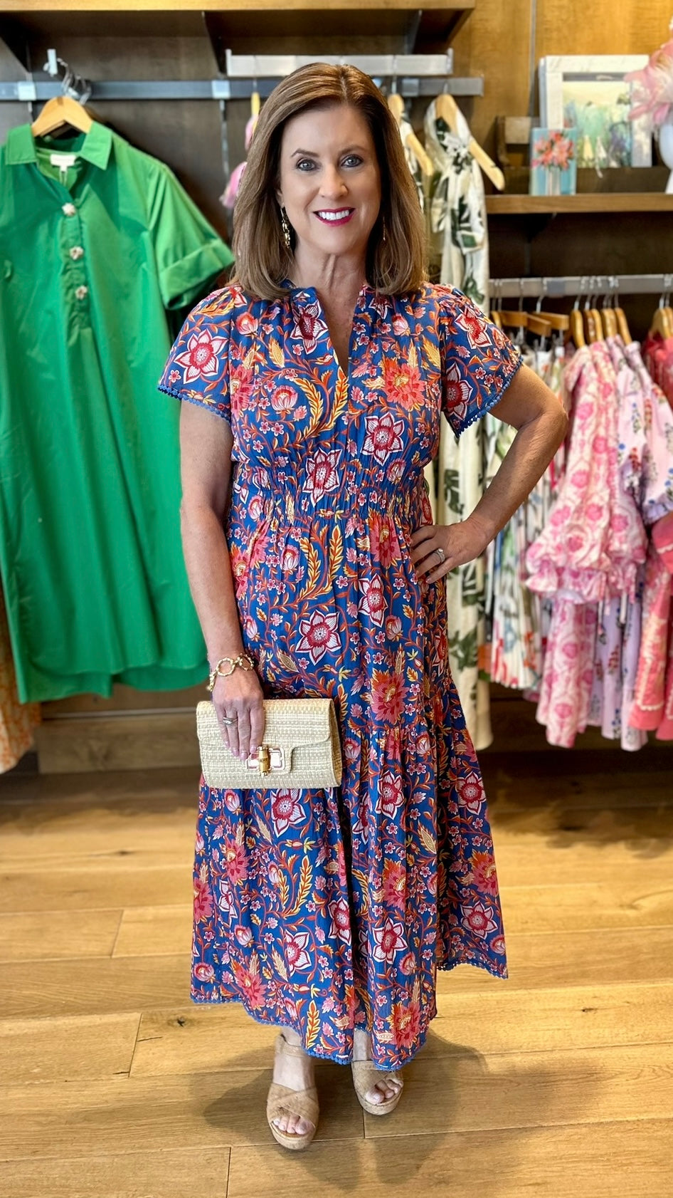 Uncle Frank Shirred Front Dress - Navy