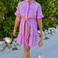 Uncle Frank Cross Stitched Dress - Pink