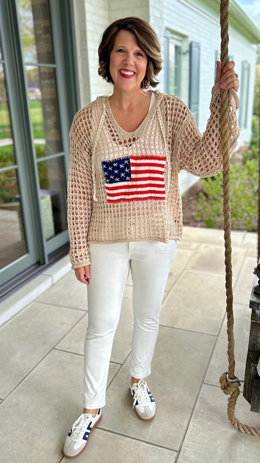 God Bless The USA Hoodie - Beige