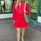 Emma Embroidered Dress - Red