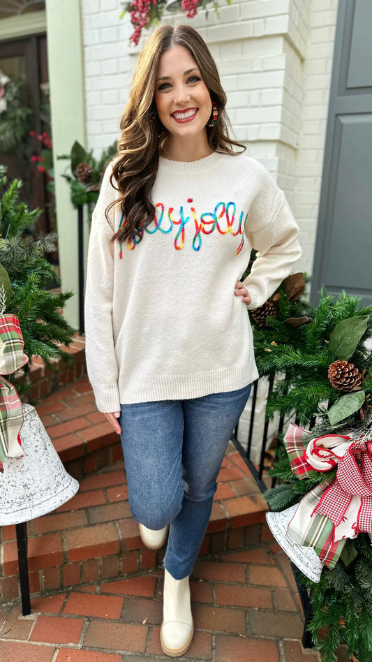 colorful christmas sweater, christmas sweater, holiday sweater, holiday attire, christmas attire, holly jolly sweater, queen of sparkles dupe