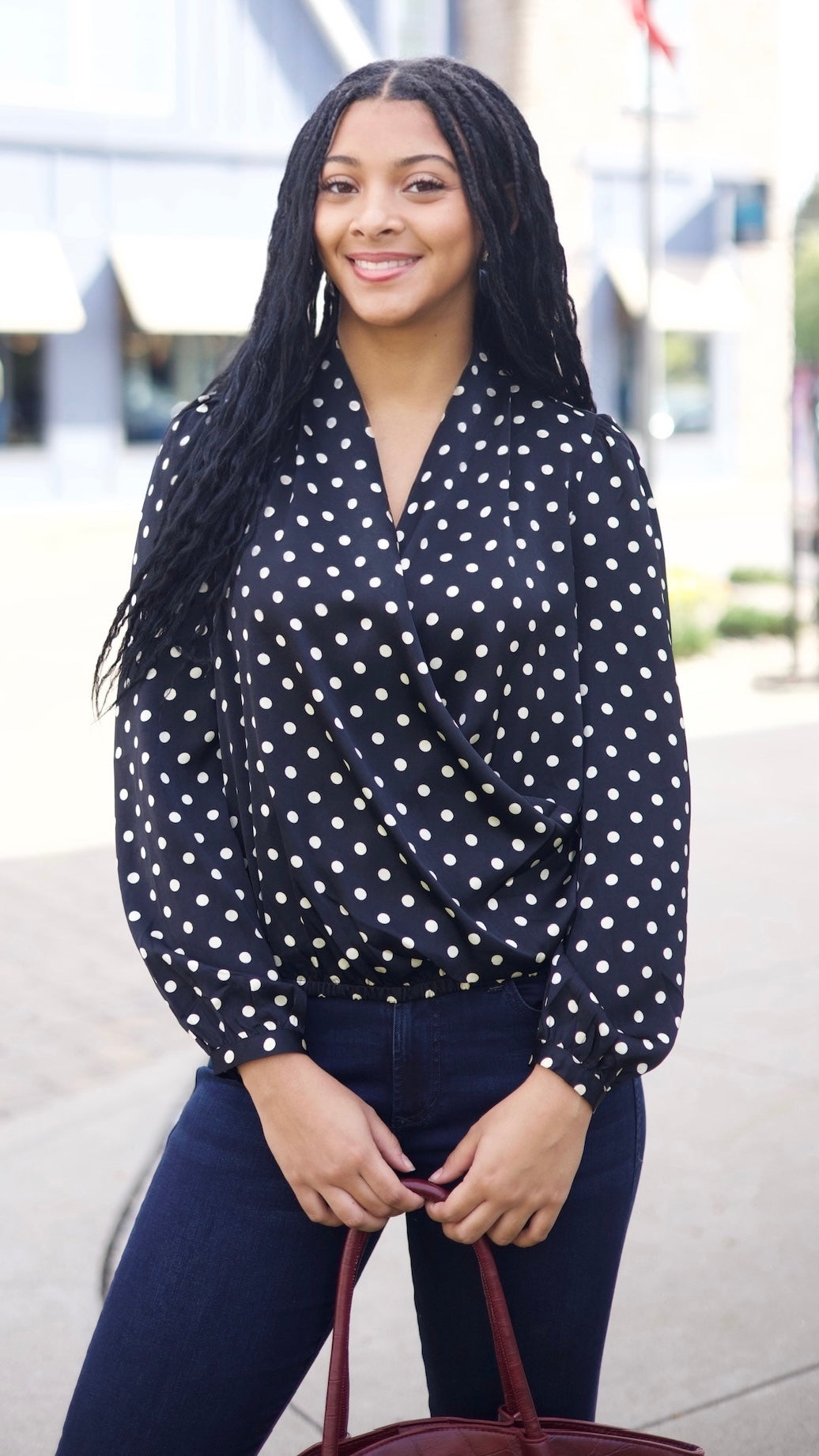 Penny Polka Dot Blouse - Black