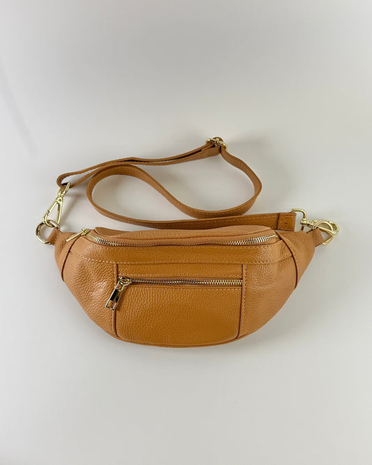 German Fuentes Leather Sling Bag - Camel