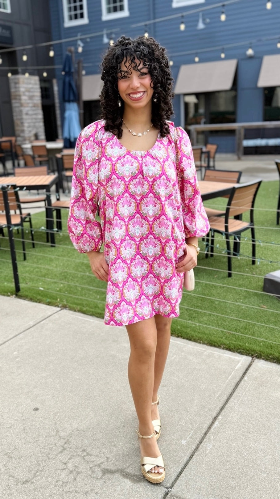 Uncle Frank Big Roses Dress - Bees/ Pink