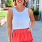 Another Love Ribbed High Neck Tank - White