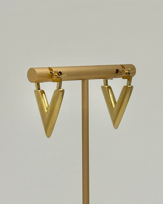 Gold V Shape Earrings