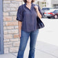 Julia Rhinestone Studded Top - Charcoal