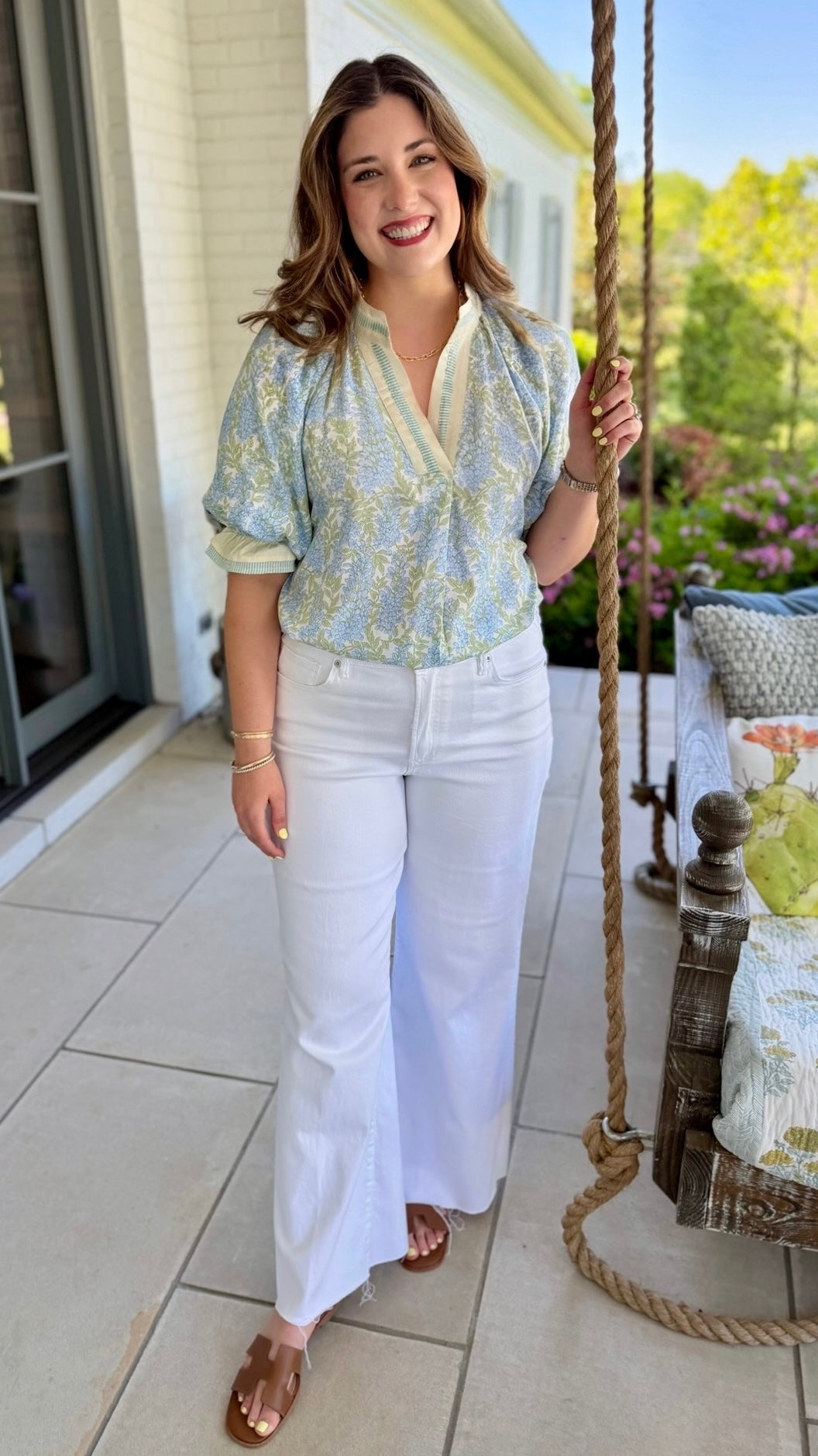 Brinley Blossoms Top - Sky Blue