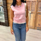 Elise Double Layered Knit Top - Pink