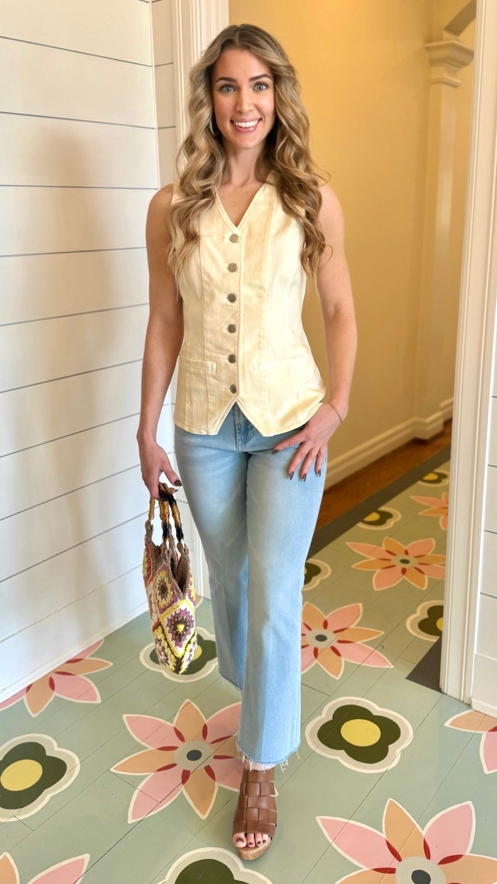 Dear John Prue Denim Vest - Wheat