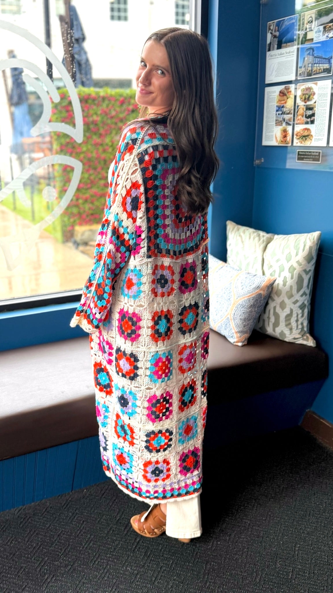 Zoe Crochet Cardigan - Ivory Multi