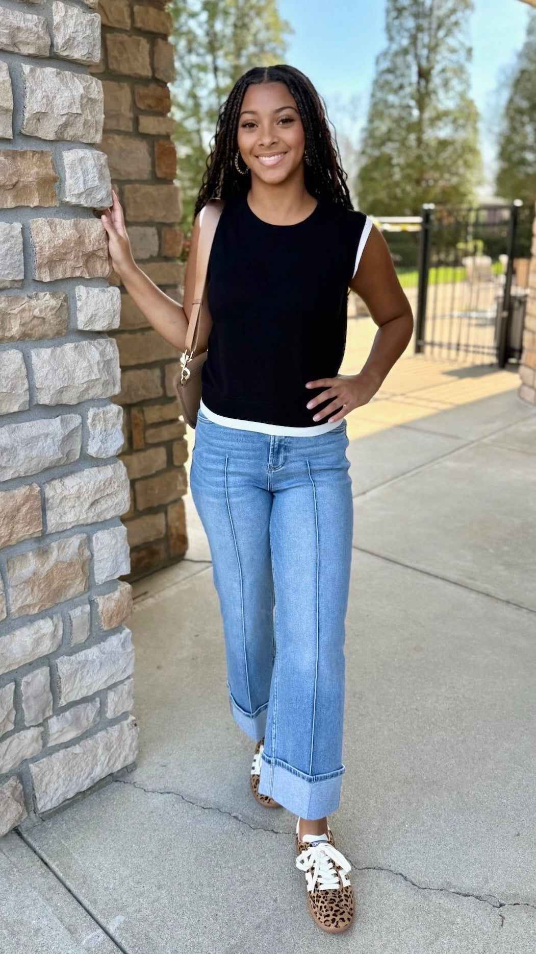 Elise Double Layered Knit Top - Black