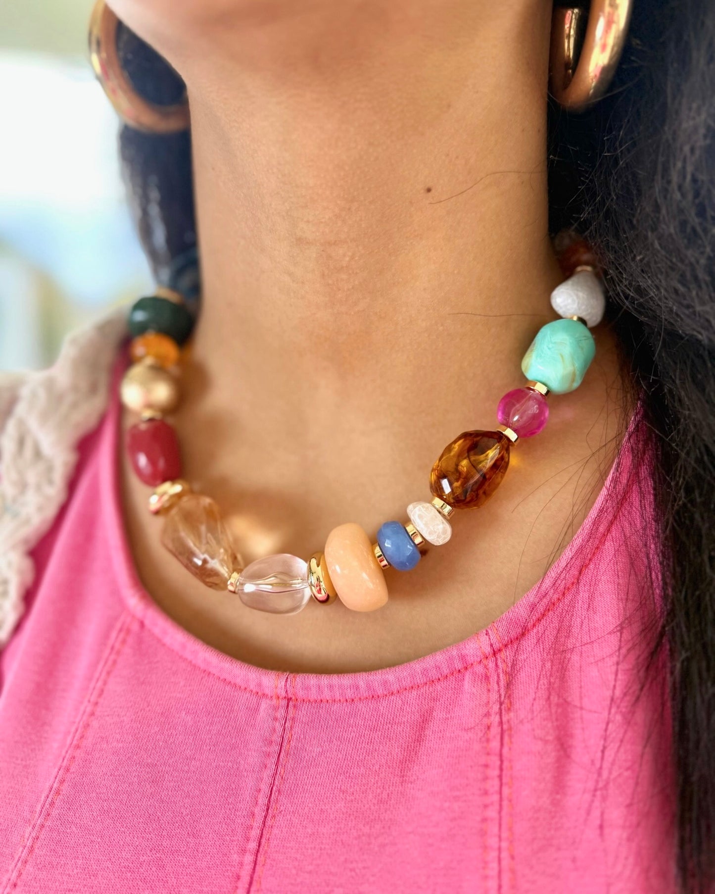 Multi Chunky Stone Necklace